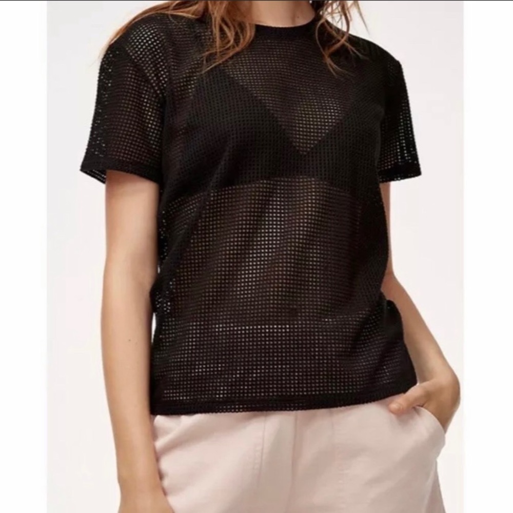 WILFRED FREE ARITZIA Perforated Black T-shirt M
